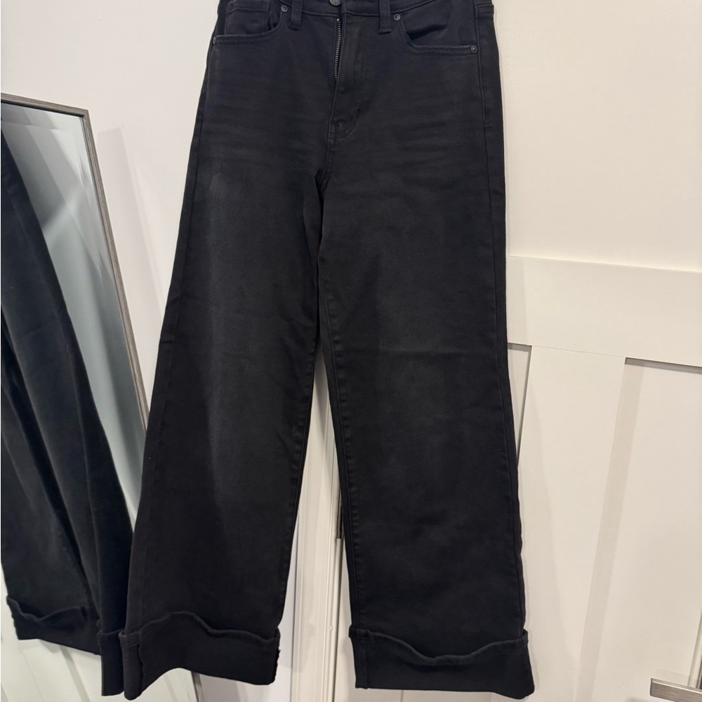 Black Flare Wide Leg Jeans with High Waist